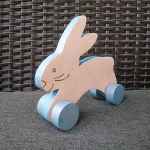 Wooden bunny, Wooden rabbit, Bunny toys, Funny bunny, Gift for baby, Gift for kids, Handmade toys, Animal toys, Wooden bunny push toy