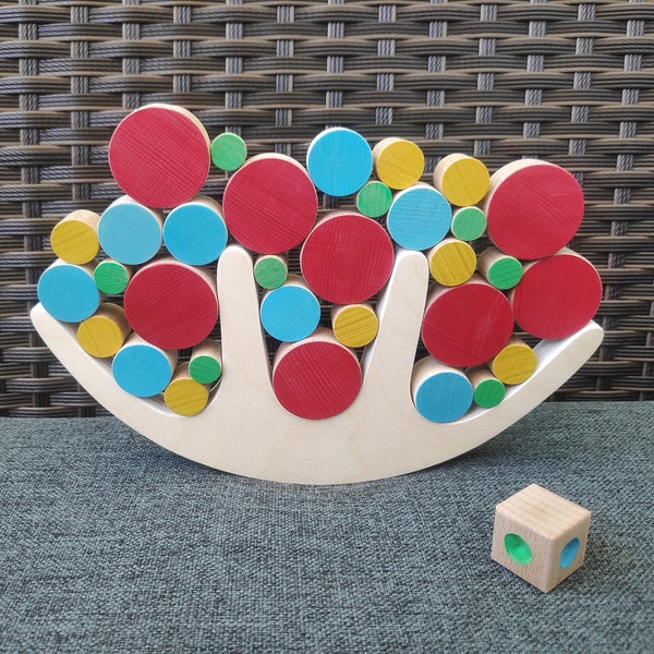 Balance en bois, jouets Montessori, jouet à empiler, jouet à équilibrer pour enfants, jouet éducatif en bois, empileur en bois, jeu d'empilage en bois