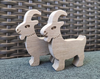 Wooden goat toy, Wooden goat figures, Waldorf toy, Goat figures, Wooden animal figures, Wooden balancing toy, Wooden figures