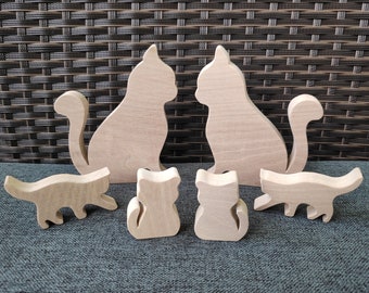 Wooden animals, Wooden cats toys, Wooden figures, Wooden animals set, Wooden cats, Wooden cat toy, Cat toys, Wooden toy, Cats