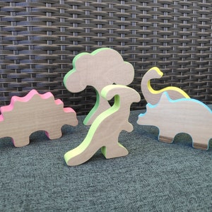 Dinosaurs play set, Animal play set, Wooden toy figures, Dinosaur toys, Wooden toy set, Wooden dinos, Dinosaur toy set, Baby gift, Dino