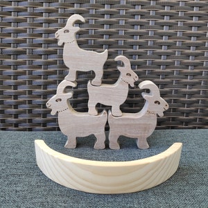 Wooden Goat Toy, Wooden Balancing Toy, Wooden Figures, Wooden Toy Set ...