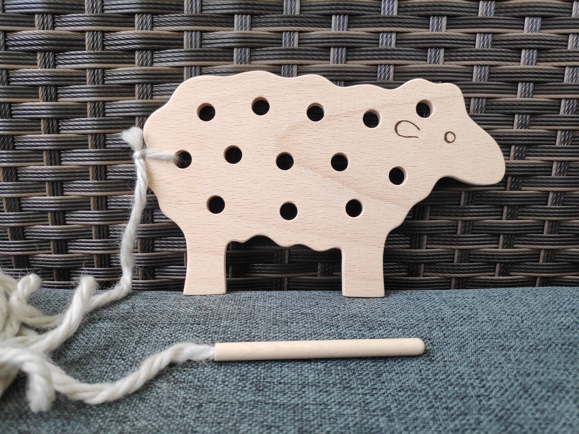 Wooden Lacing Toy Lacing Toy Wooden Toy Lacing Wood Lacing Etsy