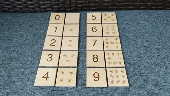 Wooden Counting Toy Number Tiles 0-9 Natural Wooden Toy - Etsy