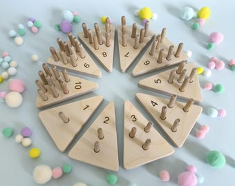 Montessori Math Boards, Wooden Number Counting Toy, 1-10 Ten Board for Toddlers, Educational Sorting Toy, Fine Motor Skills Toy