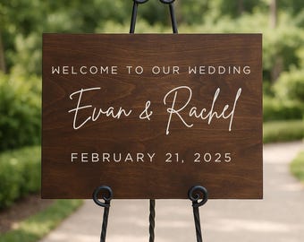Rustic Wedding Welcome Sign | Wooden Entrance Sign | Personalized Bride and Groom Name Decor