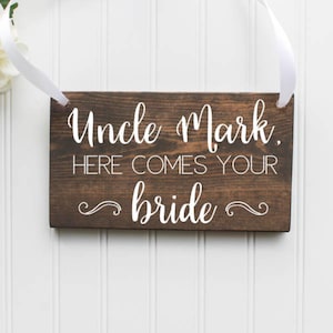 Ring Bearer Sign Personalized Wedding Decor Custom Here Comes The Bride