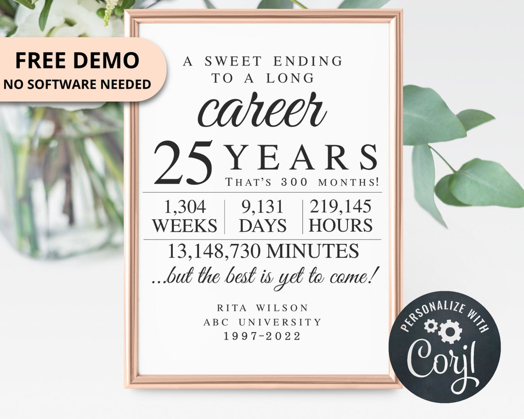 Custom Retirement Printable Sign| Editable Instant Download| Retirement Party Decor| 8x10 - Etsy