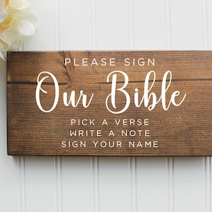 Please Sign Our Bible| Wedding sign| Wood Wedding Sign| Rustic Wedding Decor| Wedding Decor| Wedding Signage| Reception Decor|