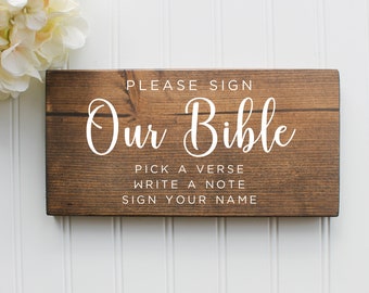 Please Sign Our Bible| Wedding sign| Wood Wedding Sign| Rustic Wedding Decor| Wedding Decor| Wedding Signage| Reception Decor|