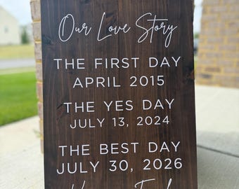Our Love Story Wedding Sign | Rustic Anniversary Wedding Gift | Personalized Wood Sign for Couples