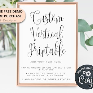 Custom Printable Sign, Vertical Poster | 6 Sizes: 5x7, 8x10, 11x14, 16x20, 18x24, 24x36 | Editable Digital Template | Edit Online & Print 2