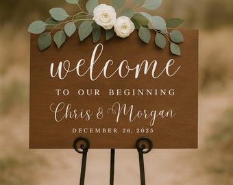 Personalized Welcome Wedding Sign- Rustic Wood