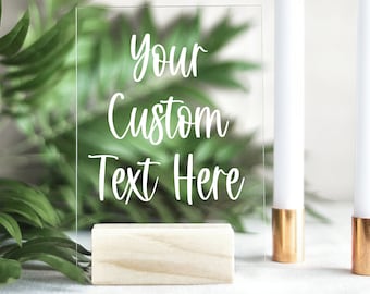Custom Acrylic Wedding Table Sign: Rustic Party Decor (5x7 or 8x10)