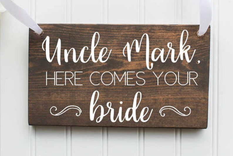 Here Comes The Bride Wooden Sign Ring Bearer Sign Flower Girl Rustic Wedding Decor Wooden Wedding Decor Spring Wedding Summer Wedding image 1