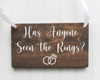 Has anyone seen the rings? Wooden Sign| Ring Bearer Sign| Rustic Wedding Decor| Wedding Decor| Spring Wedding| Summer Wedding