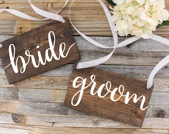 Bride and Groom Wooden Chair Sign| Rustic Wedding Decor| Wooden Wedding Decor| Chair Sign| Wedding Photo Prop|