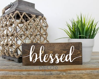 Blessed Painted Wood Sign| Rustic Wood Sign| Inspirational Decor| Inspirational Quote Gift| Christian Decor| Gallery Wall| 9" x 3.5"