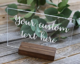 Custom Acrylic Wedding Table Sign: Rustic Decor, Gold, Silver, or White