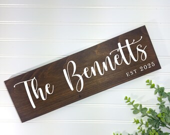 Personalized Last Name Sign | Family Name Established Sign | Rustic Wood Christmas Gift | Farmhouse Home Decor