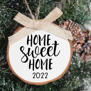 Home Sweet Home 2023 Wood Slice Christmas Ornament (Gift Box Included)| New Home Ornament| Housewarming Gift| Realtor| Christmas Gift|