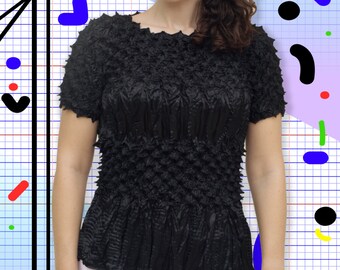 90s black stretch one size silky shirt