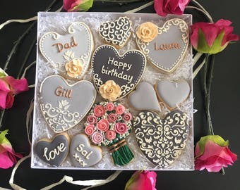 Personalised Birthday Cookies/ Homemade Decorated Biscuits/ Personalised gift box/ Bespoke cookies / Iced cookies / unique gift box