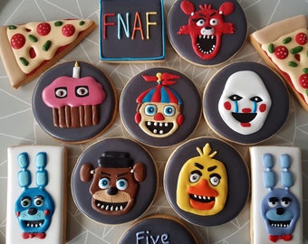 Five Nights at Freddy's themed cookies / 10 Iced cookies /  10 Personalised cookies /Five Nights at Freddy's party favours / Birthday /FNAF