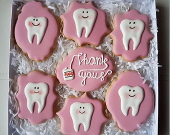 Dentist Gift Box/ Cookies for dentist/ Thank you gift box/ Thank You Cookies / Hand- decorated biscuits/ Personalised gift/ First tooth box