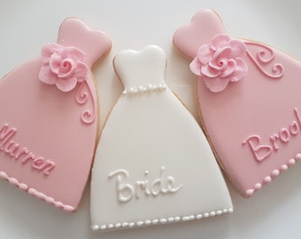 1 Wedding Dress Cookie/  Homemade Wedding Favours/ Bridesmaid dress/ Personalised cookie/ Bespoke dress cookie