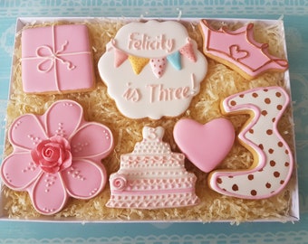 Personalised Birthday Cookies/ Bespoke gift box/ Vanilla biscuits/ Iced cookies/ Personalised gift