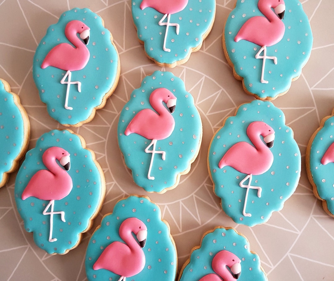 10 Flamingo Cookies / Flamingo Cookies / Personalised Cookies Etsy