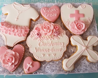 Personalised Christening Cookies Gift Box, Handmade Edible Favours, Christening gift, Baptism gift box, Bespoke cookies, Hand-decorated.