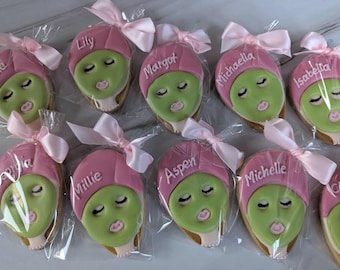 10 Hen Party Cookies/ Spa Face Mask Biscuits/ Funny Favours/ Bespoke favours / Spa cookies