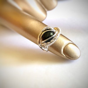 Black Tourmaline Wirewrapped Ring, Handmade Gemstone Ring, Healing Ring, Protection Amulet