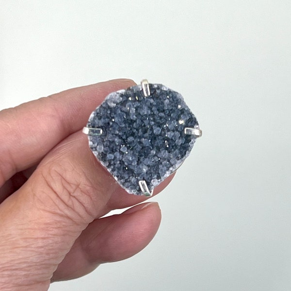 Amethyst Geode Ring Adjustable Natural Gemstone