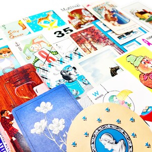Vintage Playing Cards Variety Pack, Vintage Game Pieces, Junk Journal Ephemera, Colorful Vintage Ephemera image 2