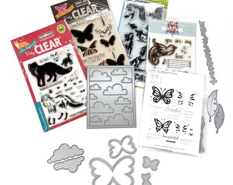 Nature Stamp and Die Set Destash, Gently Used Clear Stamps, Critter Stamps