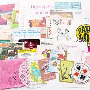 Vintage Game and Party Ephemera Pack, Junk Journal Ephemera Kit, Retro Game Night, Birthday, Bridal Shower