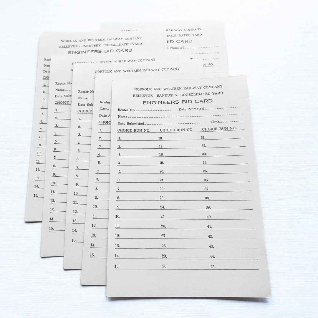 Model Train Engineering Card Vintage Railroad Engineers Bid Cards: Ephemera Set of 8 - Etsy