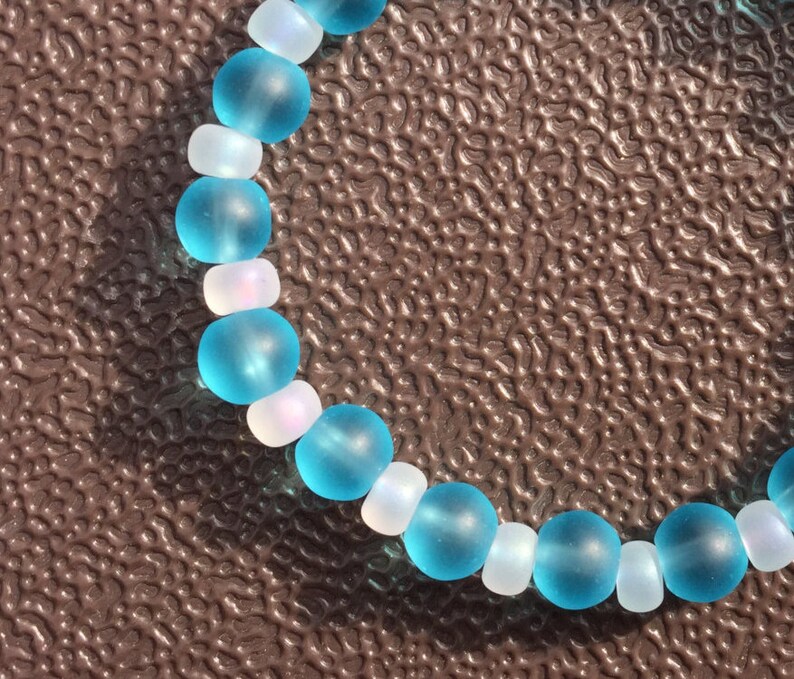 Blue Sea Glass Bead Bracelet on Etsy