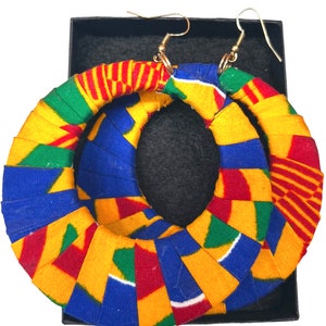 Ankara hoops Earring, Ankara Earrings, Kente Earrings, African Jewelry, Tribal Earrings, Big Earrings,  African Print, Hoops Earrings,