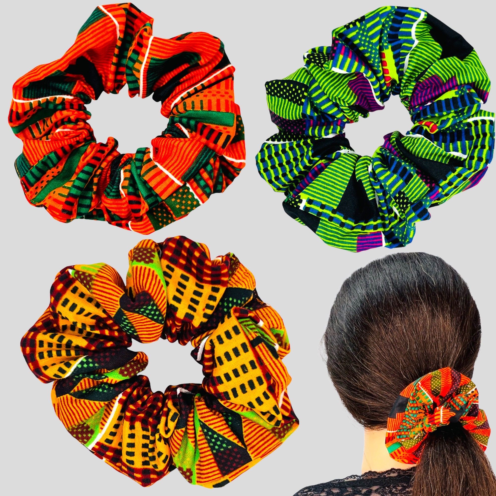 Bundle of 5 Handmade Ankara XL Scrunchie Ankara Scrunchie - Etsy main image 2