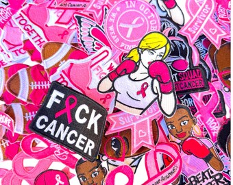 Breast Cancer Awareness Ribbon Pin, Iron On Patch, Think Pink Applique