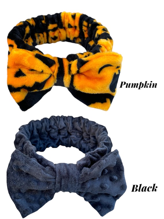 Halloween Bow Headband, Plaid Orange & Black, Makeup Spa  display picture 3