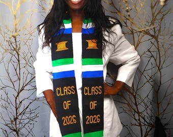 Custom Graduation Stole - Class of 2024, 2025, 2026 - Personalized Graduation Gift
