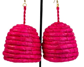 Handmade Raffia Basket Earrings, Isha Kanu, African Heritage