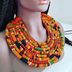 Ankara Necklace, African jewelry, Bib Necklace, african print, Ankara, kente,African Bib Necklace, aishakboutique