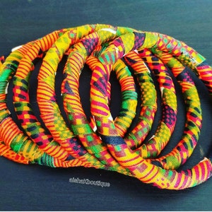 African Jewelry, Ankara Bangles (x6), African Bracelet, Kente Bangles,