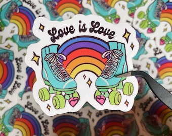 Love is love illustrated queer inclusive sticker pride